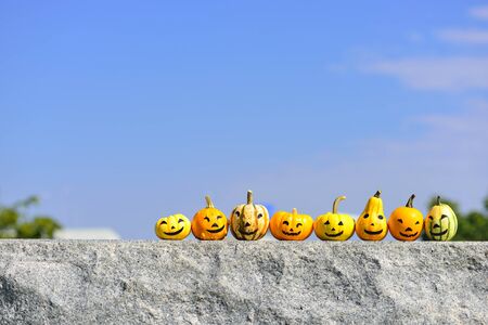 Jack o Lantern on the stoneの写真素材