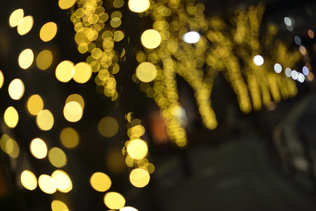 The treelined road illuminationの写真素材