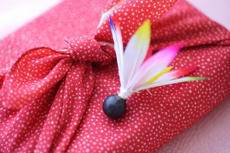 Red wrapping clothの写真素材