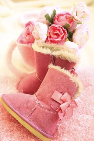 Flowers with pink boots