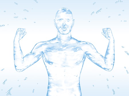 Men of water to the guts pose