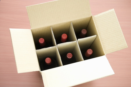 Wine courier cardboardの写真素材