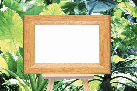 Easel and landscape syntheticの写真素材