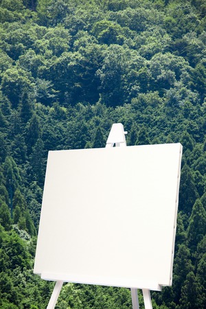 Synthesis of the mountain and easelの写真素材