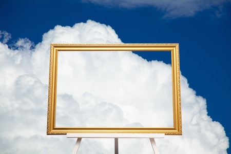 White clouds and a frame of syntheticの写真素材