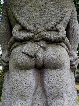Hitachiyama Taniemon wrestler stone statueの写真素材