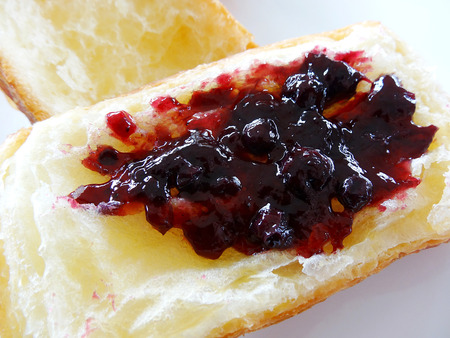 Bread and blueberry jamの写真素材