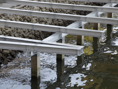 Seawall construction steelの写真素材