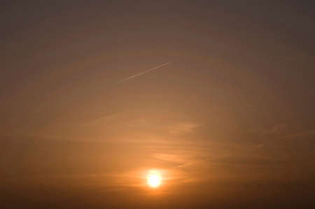 Of sunset contrailの写真素材