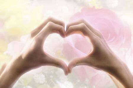 Heart made with handの写真素材