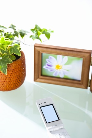 Mobile phones and photo frameの写真素材