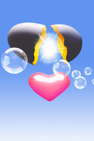 The egg shells and heartの写真素材