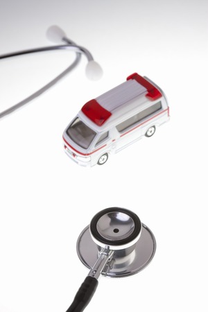 An ambulance and stethoscopeの写真素材
