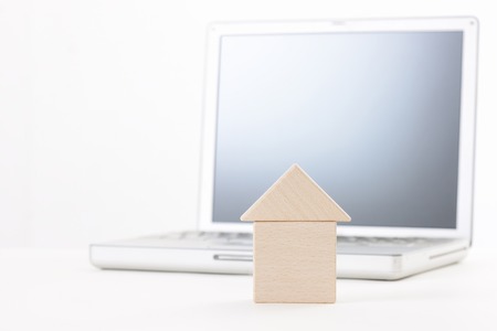 Laptop computers and blocksの写真素材