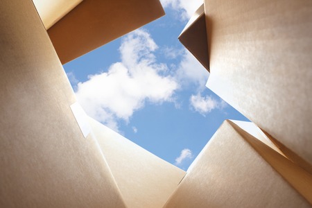 Cardboard and skyの写真素材