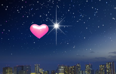 Starry sky and the Heartの写真素材