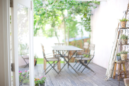 Garden wooden deckの写真素材