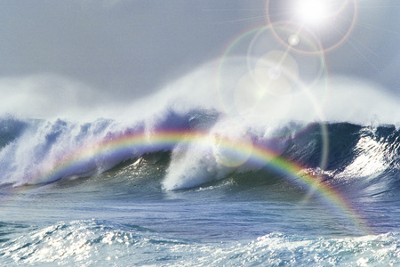 Waves and rainbowsの写真素材