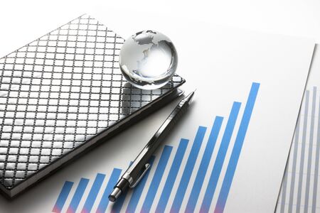 Notebook and graph materialの写真素材