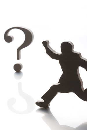businessman and question runningの写真素材