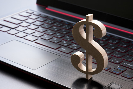 Dollars and laptopの写真素材