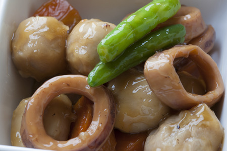 Taro and boiled squidの写真素材