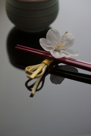Chopsticks and Sakuraの写真素材