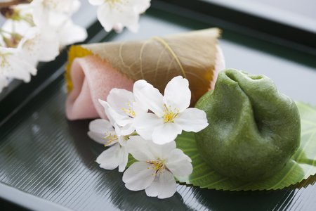 Sakura and sweetsの写真素材