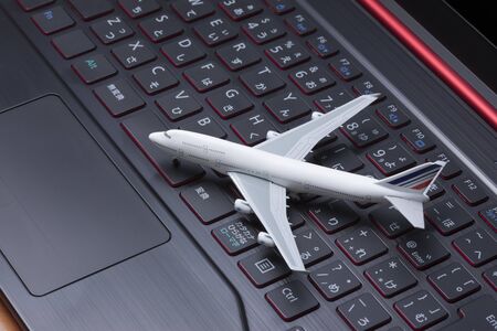 Laptop computers and airplanesの写真素材