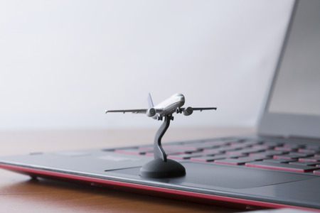 Laptop computers and airplanesの写真素材