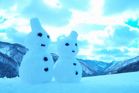 Pair of snowmanの写真素材