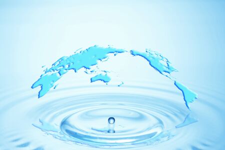 World map and water dropsの写真素材
