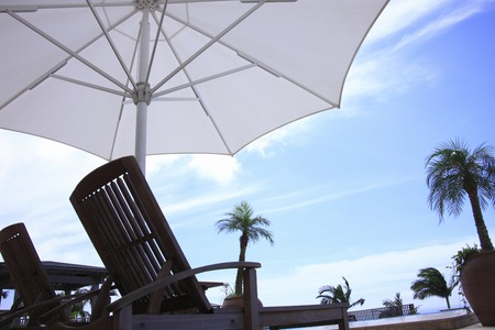 Umbrellas and chairsの写真素材
