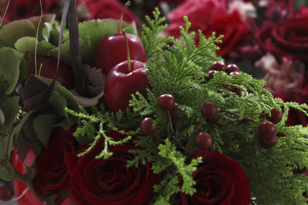 Christmas flower arrangementsの写真素材
