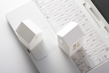 House made with personal computer and paperの写真素材