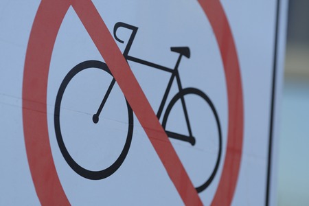 Bicycle entry ban sign of Bensubichiの写真素材