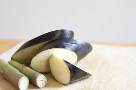 Eggplant and asparagusの写真素材