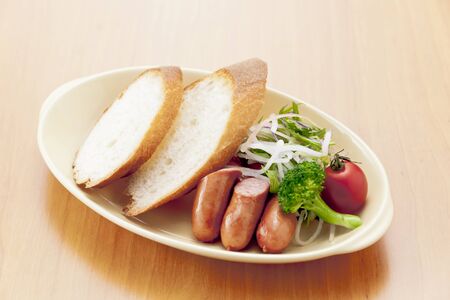 Baguette and sausageの写真素材