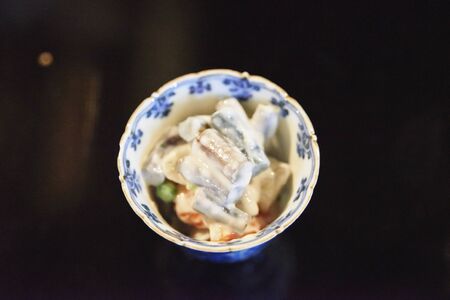 It was dropped vegetarian from here, and tossed sea bream of miltの写真素材