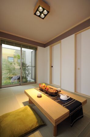 Japanese-style garden is visibleの写真素材