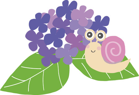 Hydrangea and snailの写真素材