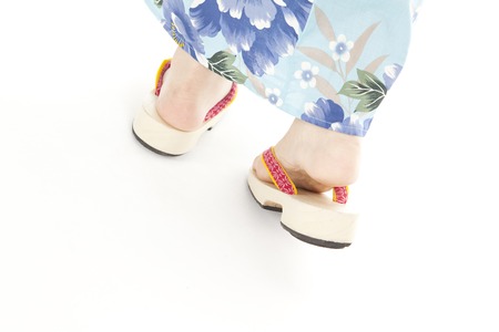 Foot of the yukata woman wearing Getaの写真素材