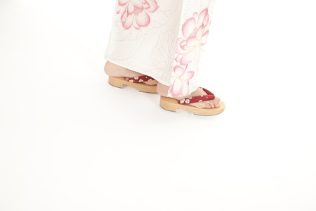 Foot of the yukata woman wearing Geta