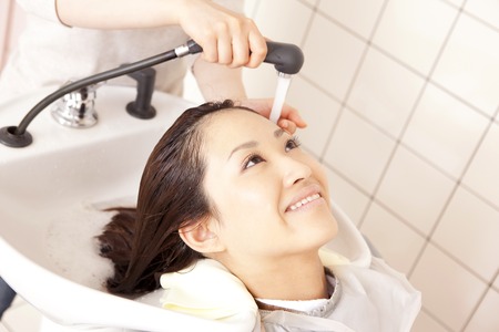 Women in the Salon shampooの写真素材