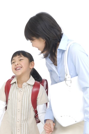 Smiling mother and childの写真素材