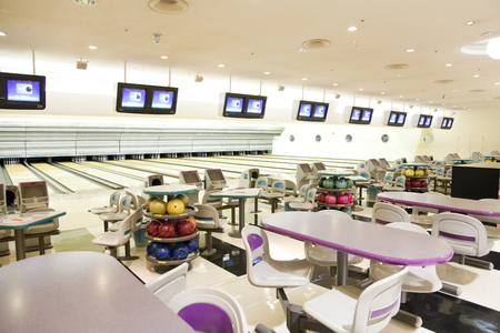 Introspection of bowling alleyの写真素材