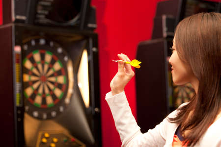 Women set up a dartの写真素材