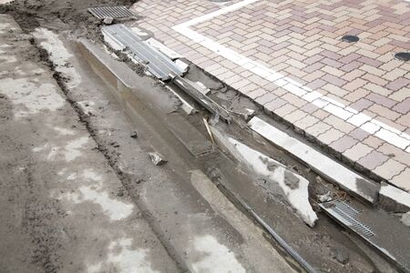 Sidewalk was cracked in the liquefaction phenomenon