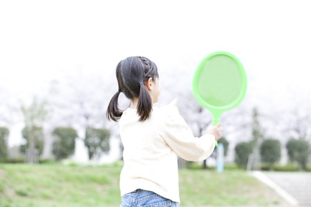 Girls have a racquet and playの写真素材