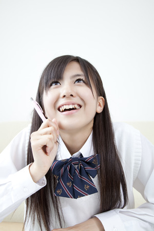 Female high school students to studyの写真素材